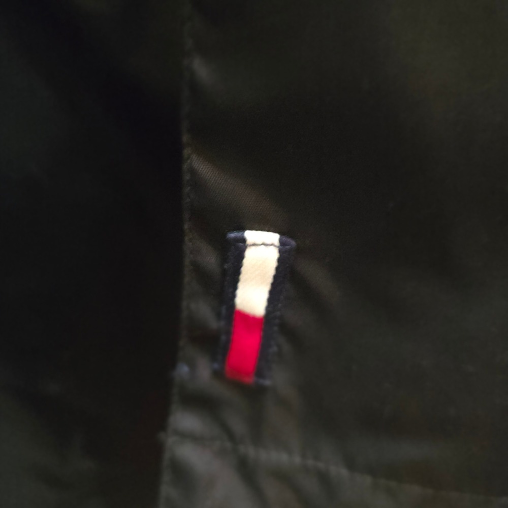 Tommy Hilfiger Black Nylon Double Breasted Trench Coat Jacket XL Vintage‎ Y2K - Picture 9 of 12